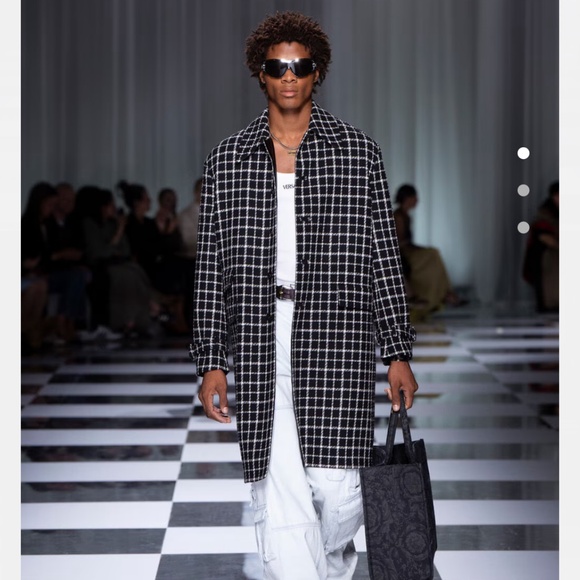 Versace Runway checked single-breasted Coat NEW sz M - Picture 1 of 16